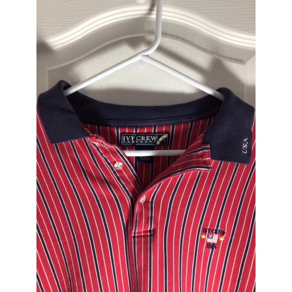 Vintage Ivy Crew Explorer USA Red White Blue XL Polo - Picture 4 of 16